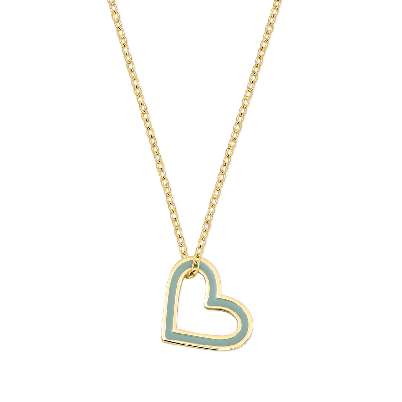 Enamel Open Heart Charm Necklace - Gold Plated - Coralandmint