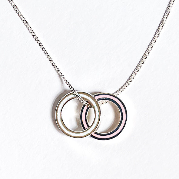 Double Eternity Necklace with White and Pink