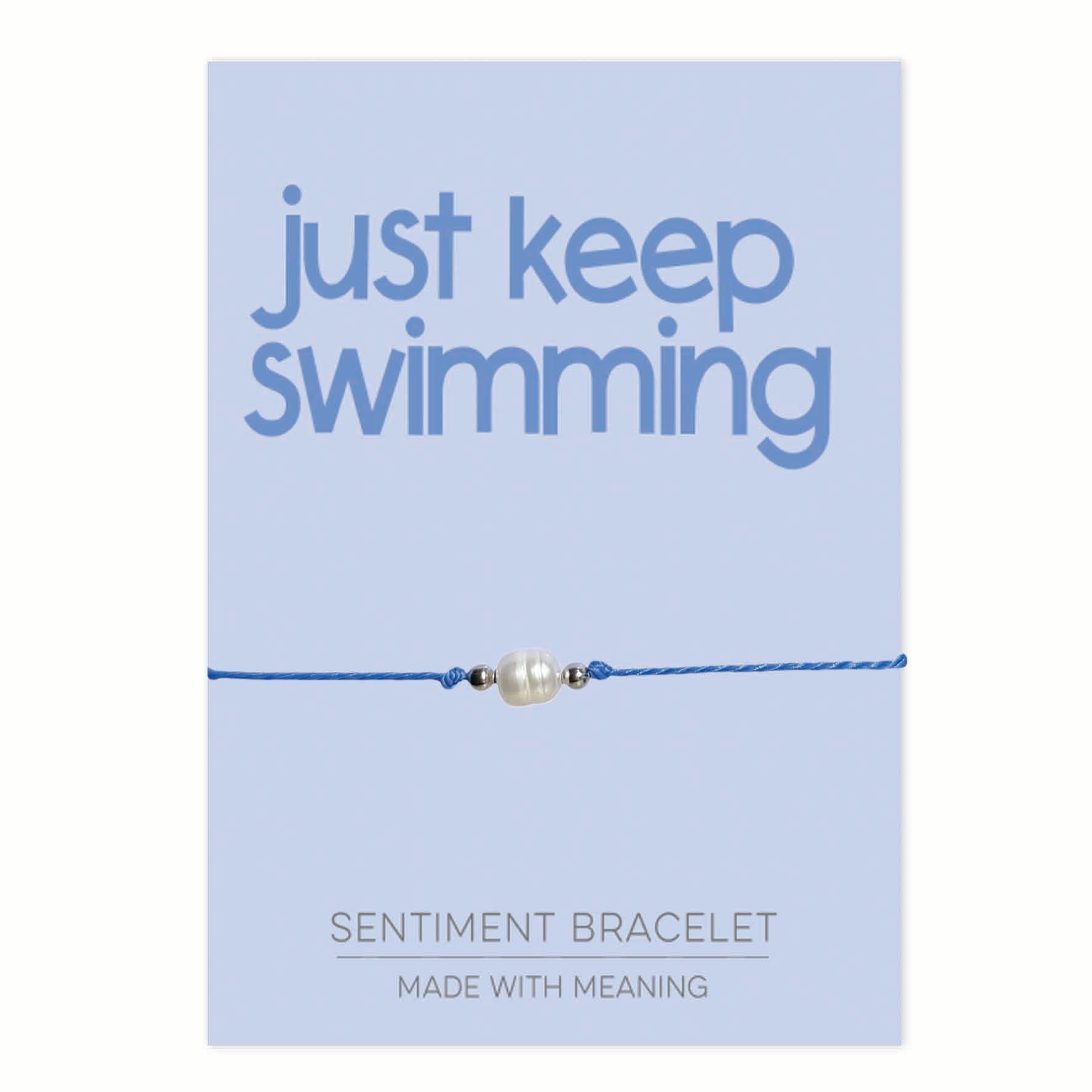 PRE ORDER Just Keep Swimming Sentiment Bracelet - Coralandmint