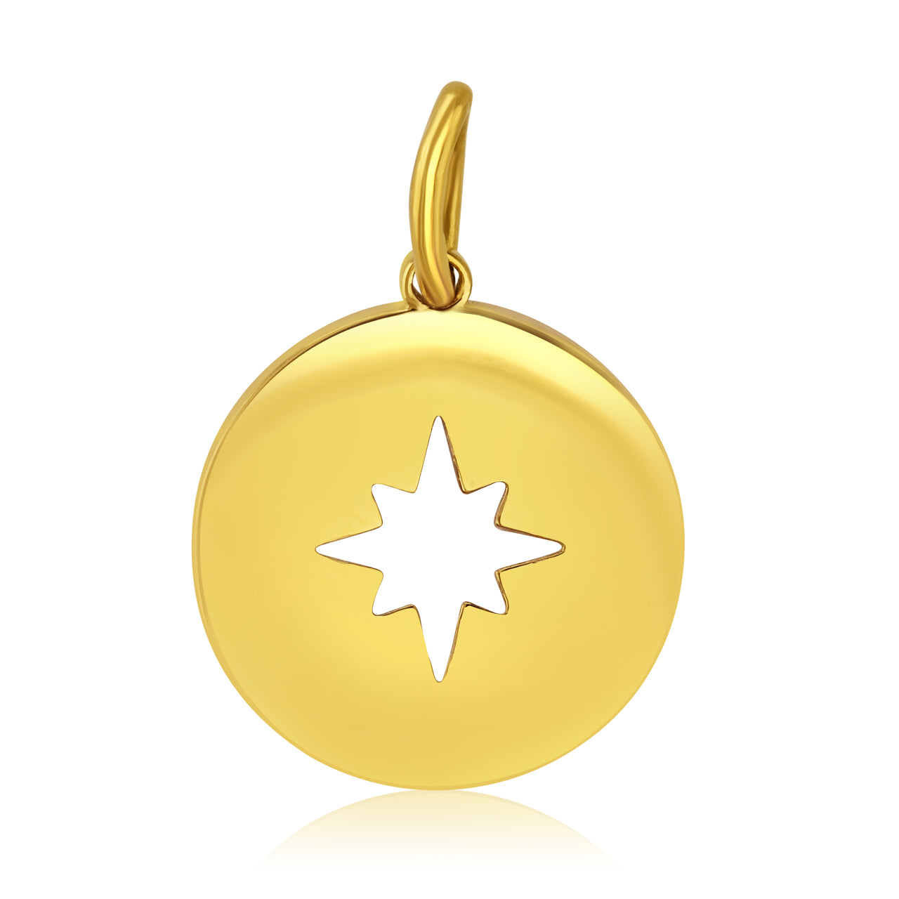 Round compass charm with pearlescent enamel