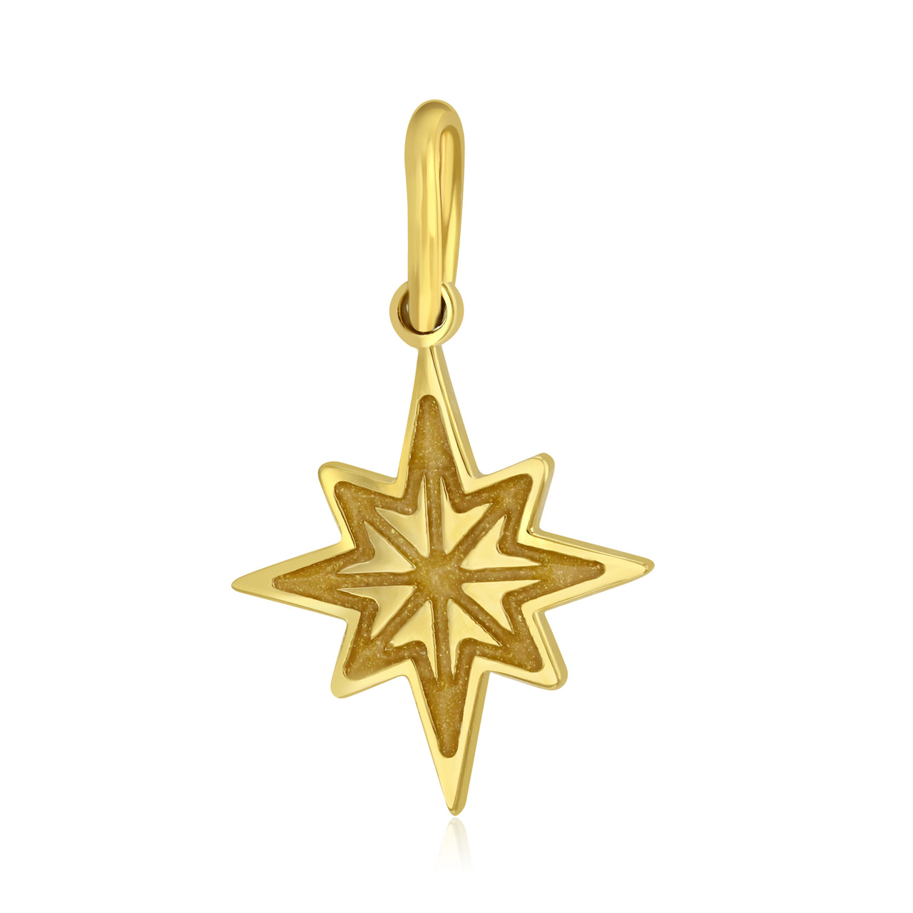 Compass charm with gold sparkly enamel