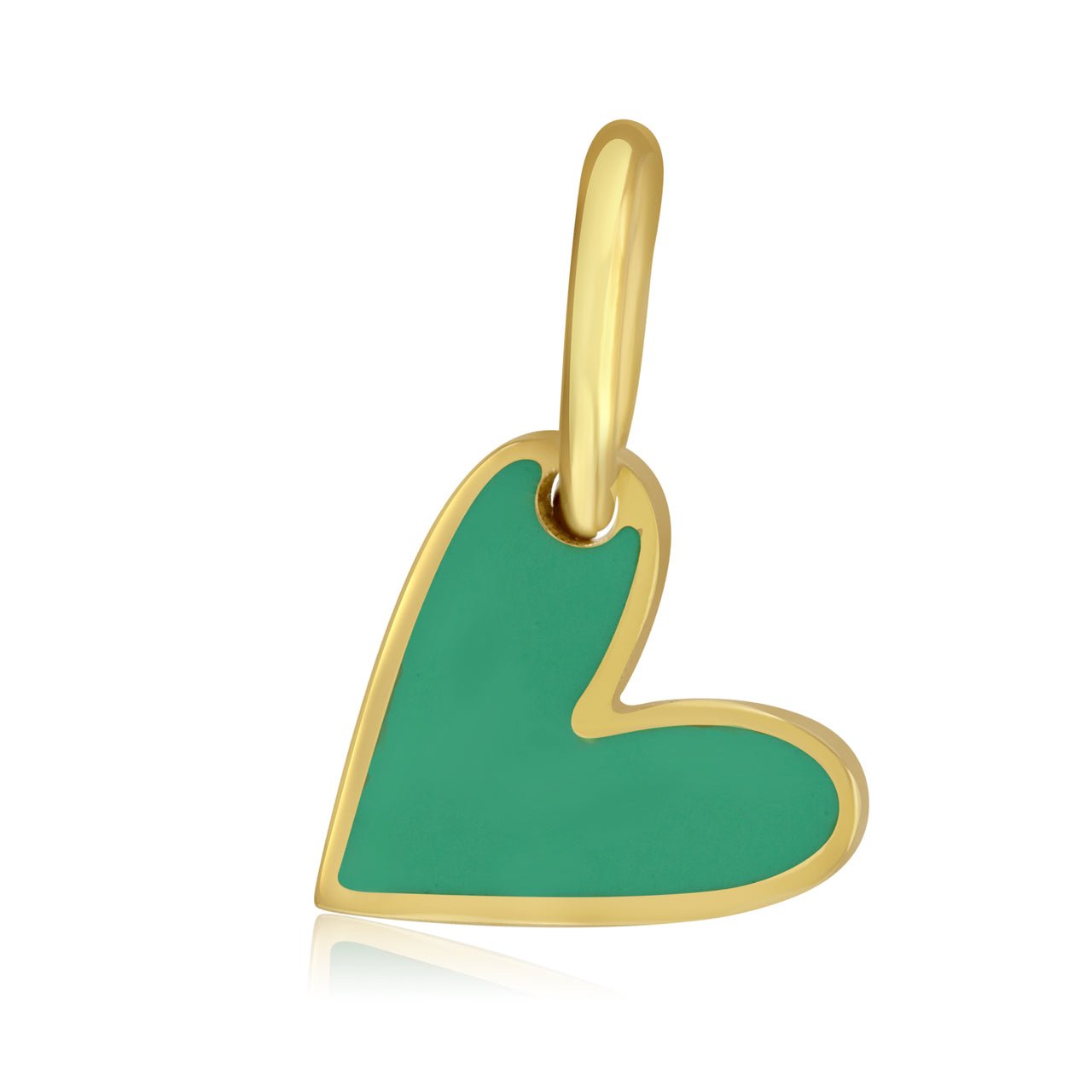 Gold heart charm with mint enamel
