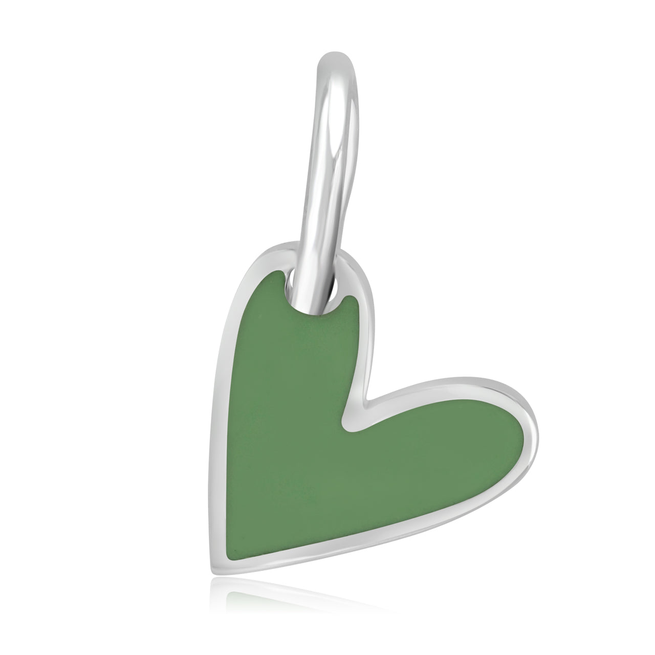 Silver heart charm with mint enamel