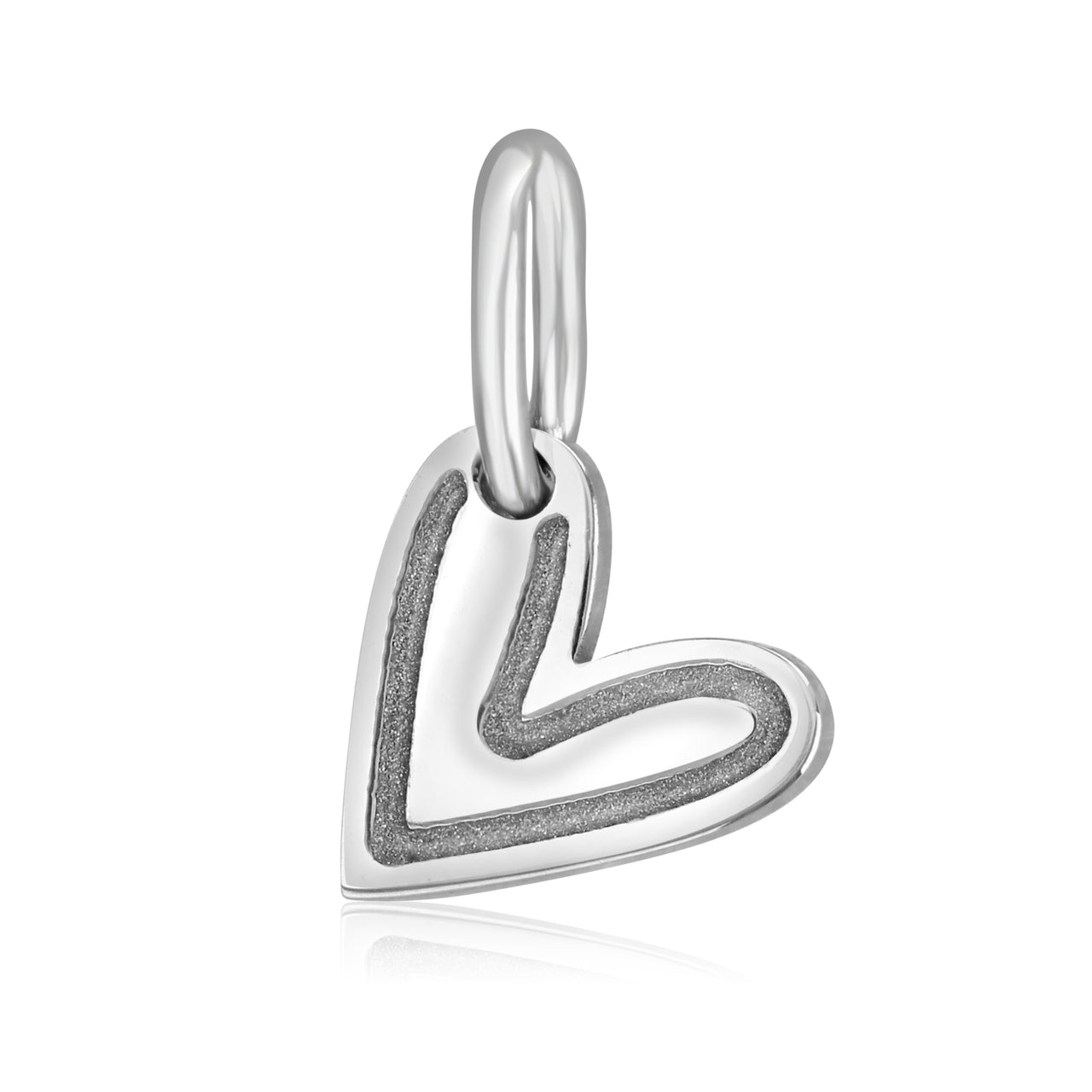 Silver heart charm with sparkly enamel