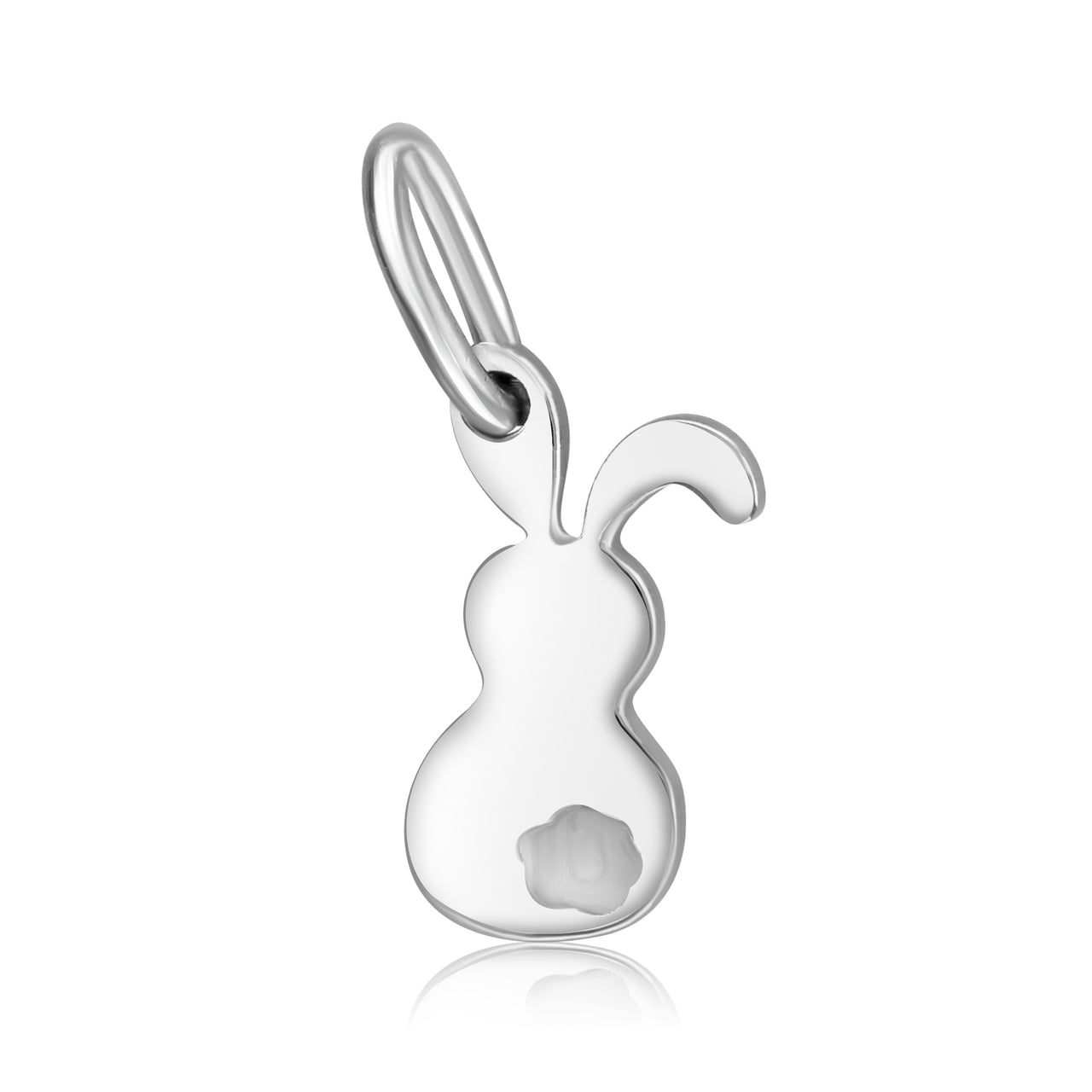 Silver Bunny charm with pearlescent enamel