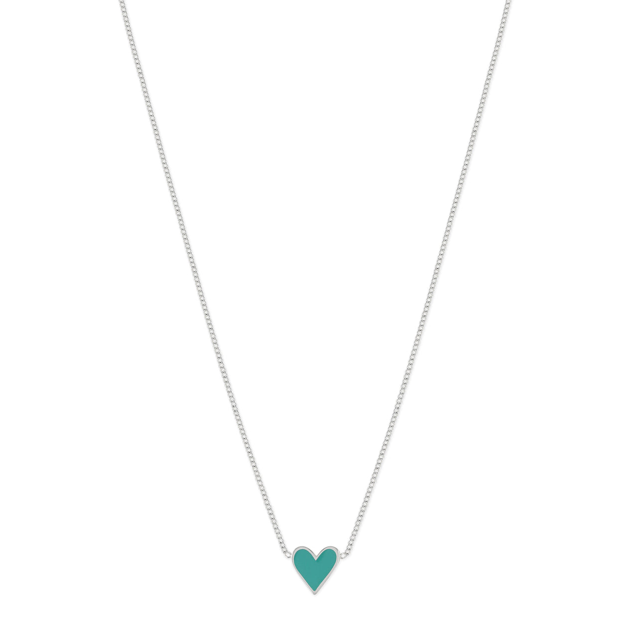 Heart Necklace with Sea Green Enamel