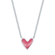Heart Necklace with Berry Red Enamel - Coralandmint