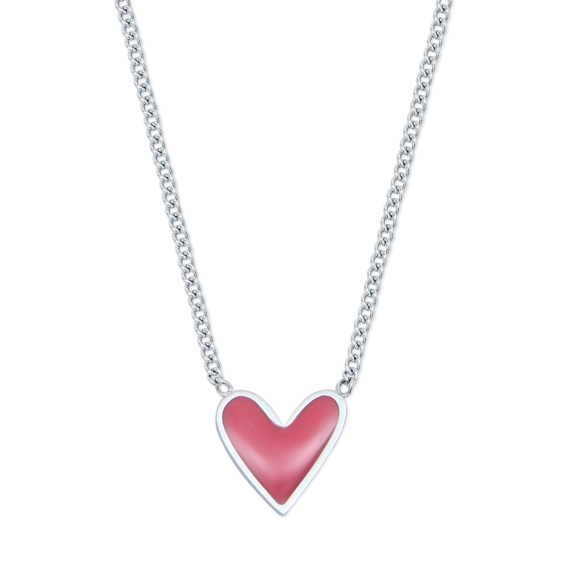 Heart Necklace with Berry Red Enamel - Coralandmint