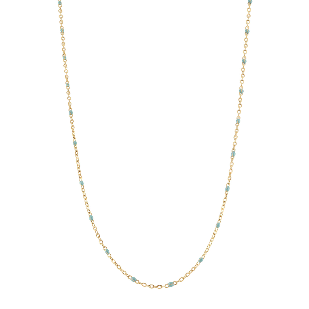 Gold Plated Mint Enamel beaded chain necklace