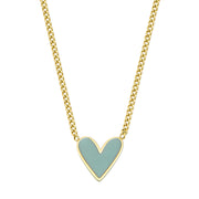 Gold Plated Heart Necklace with Mint Enamel - Coralandmint