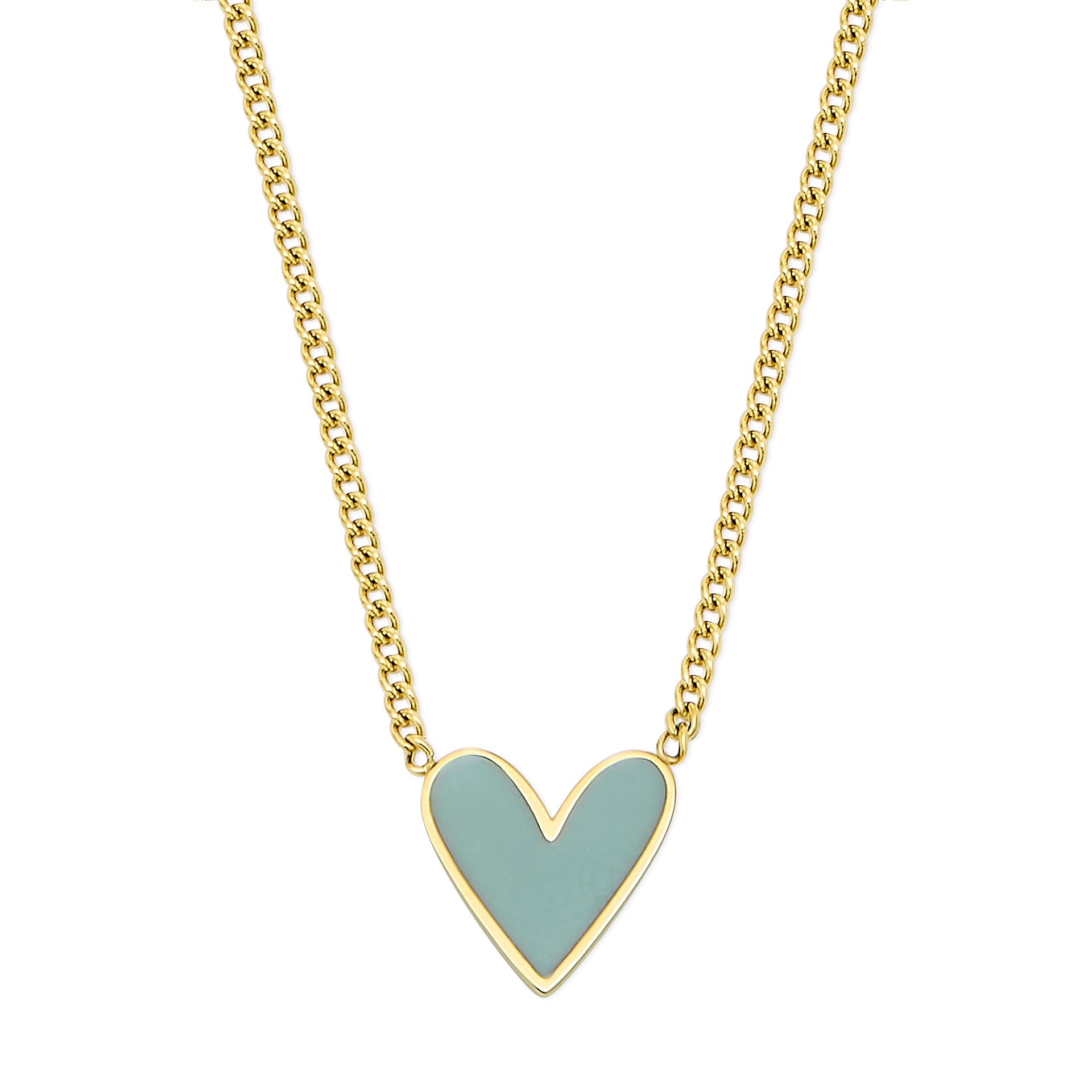 Gold Plated Heart Necklace with Mint Enamel - Coralandmint