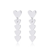 Heart Drop Earrings - Silver - Coralandmint