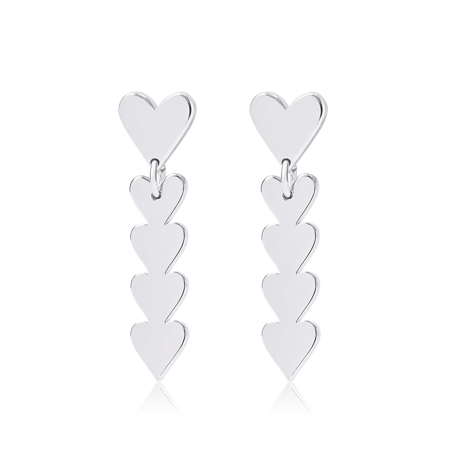 Heart Drop Earrings - Silver - Coralandmint