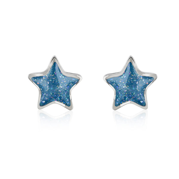 Petrol Blue Sparkly Stars - Coralandmint