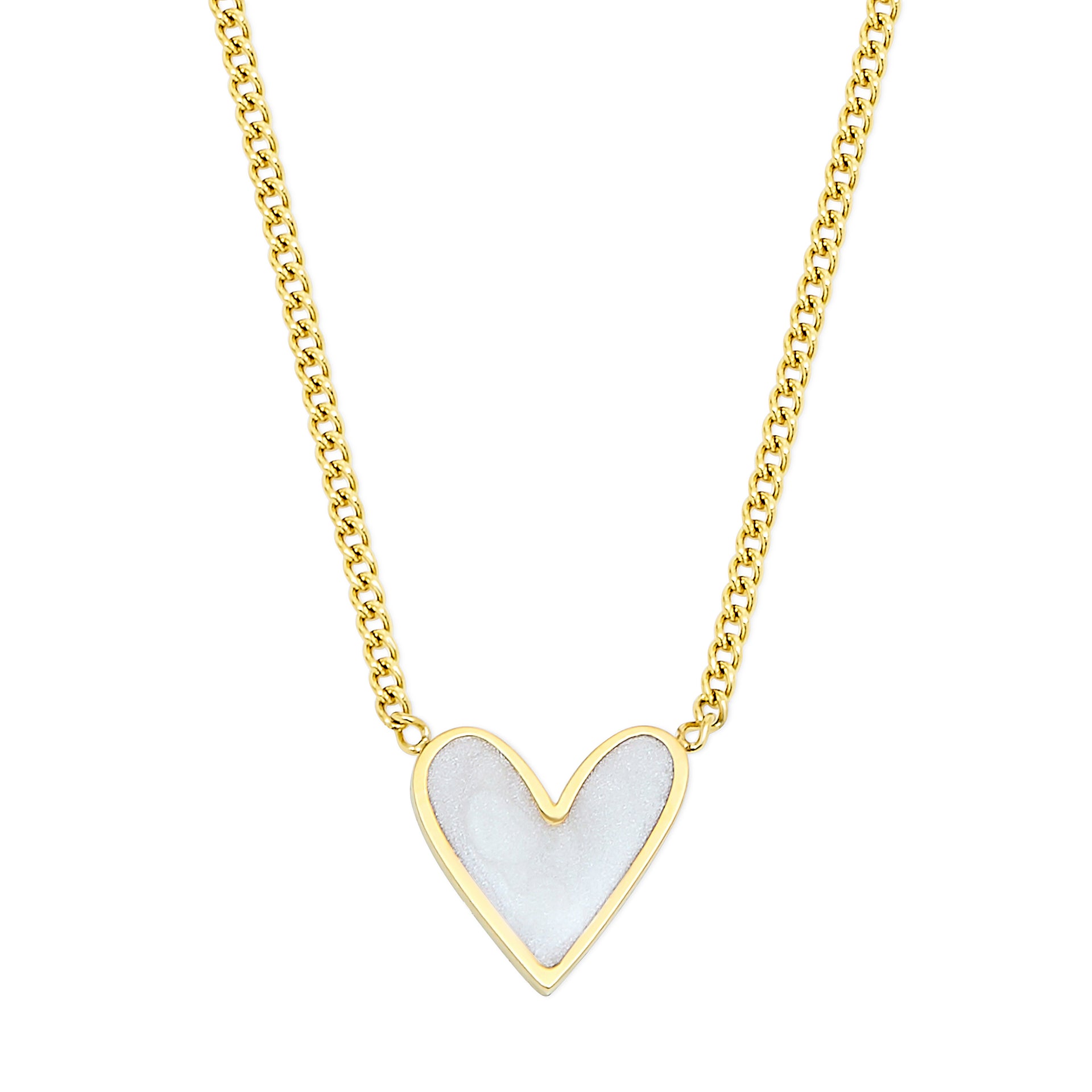 Gold Plated Heart Necklace with Pearlescent Enamel - Coralandmint