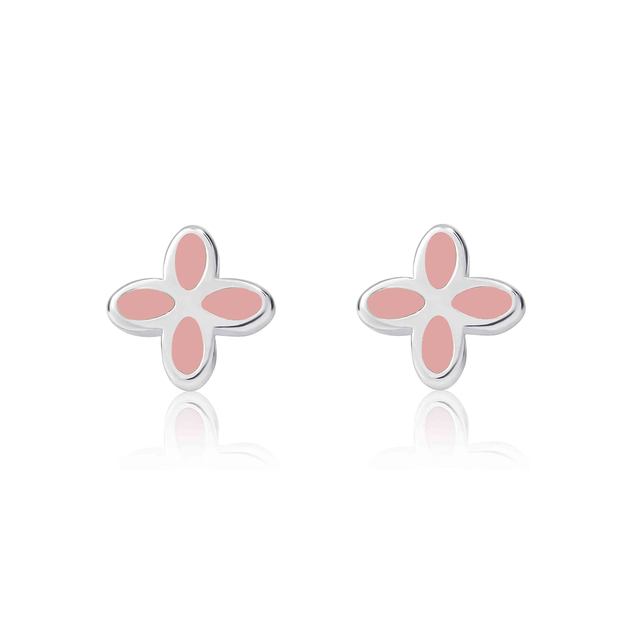 Geo Flower Studs with Pastel Pink Enamel - Coralandmint