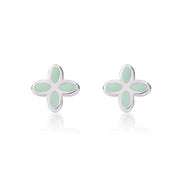Geo Flower Studs with Mint Enamel - Coralandmint