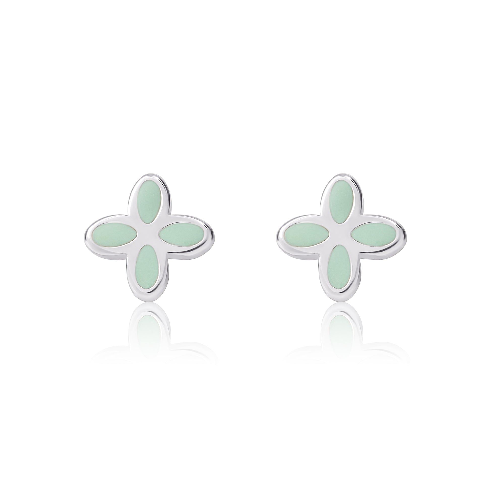Geo Flower Studs with Mint Enamel - Coralandmint