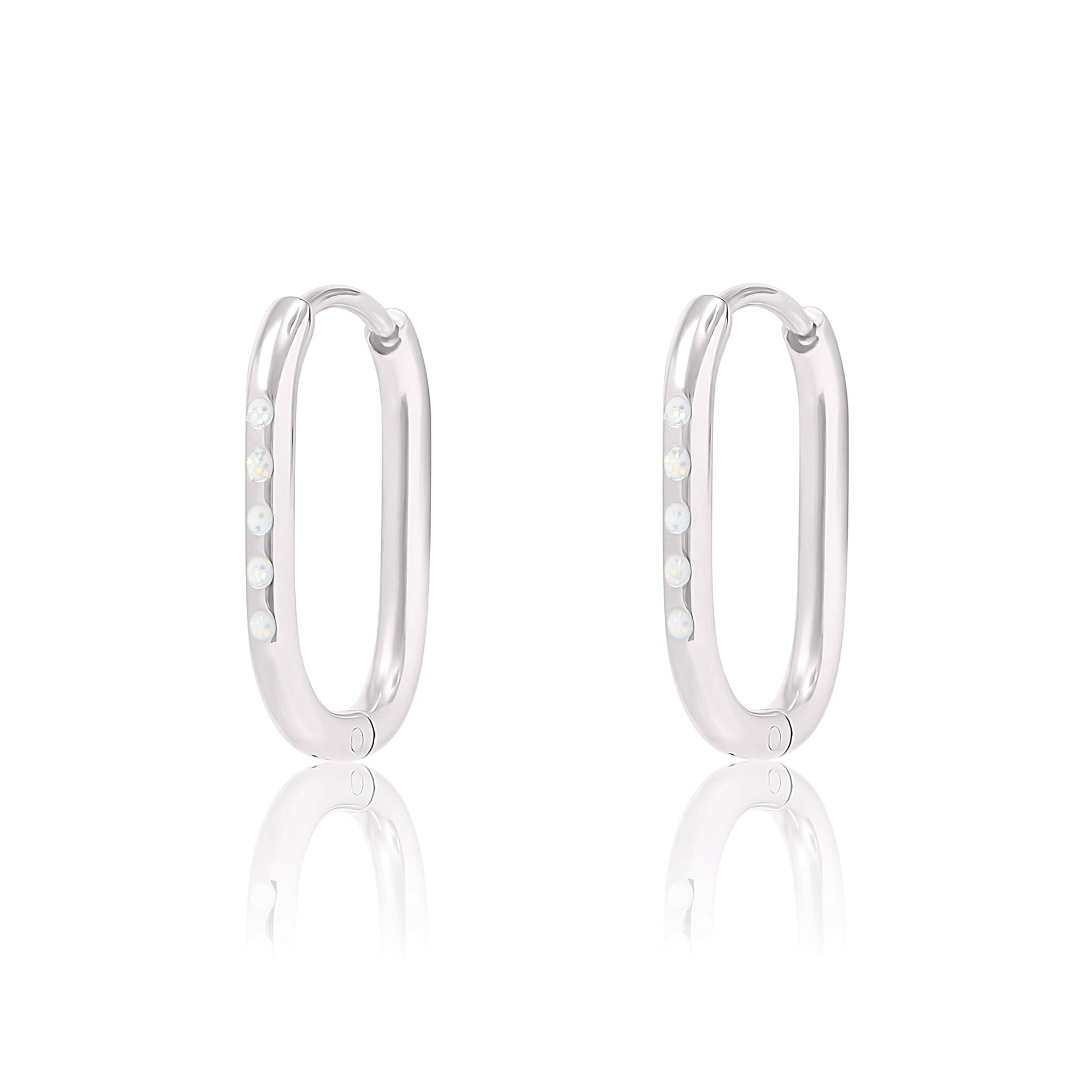 Silver Rectangle Huggies with sparkly enamel - Coralandmint