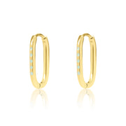 Gold Rectangle Huggies with mint enamel - Coralandmint