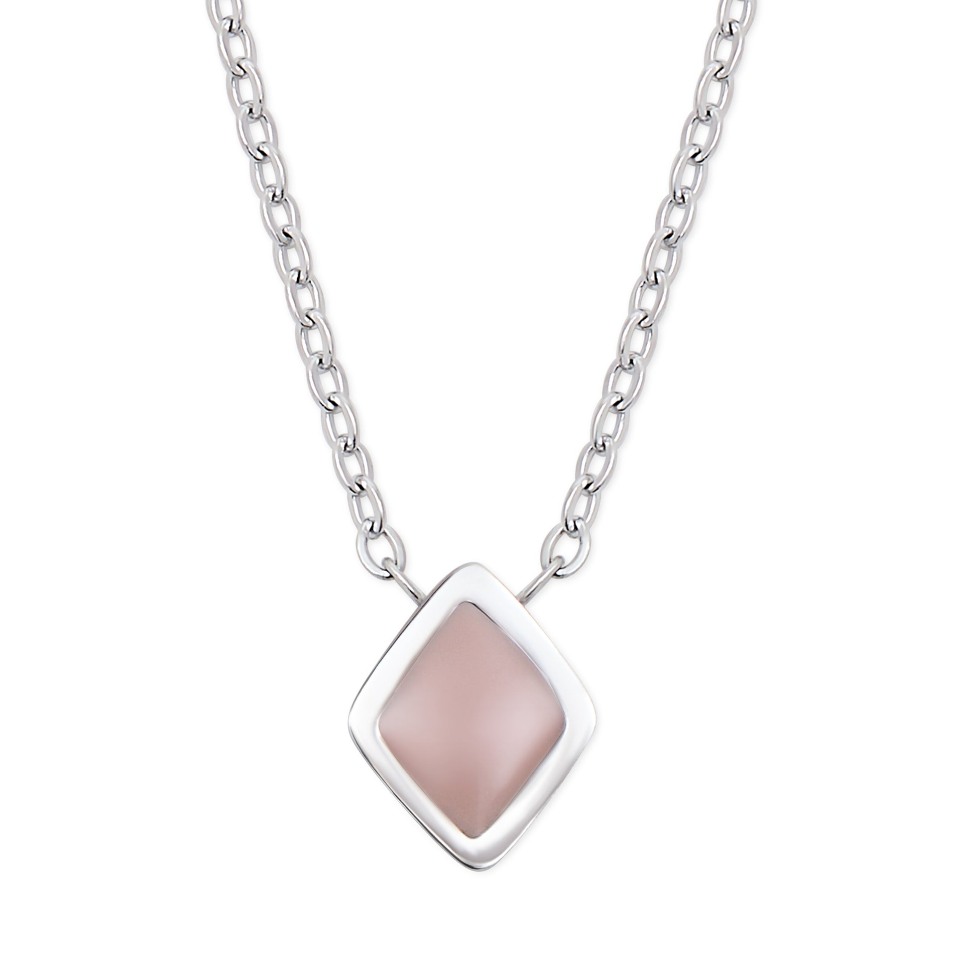 Silver Diamond Pebble Necklace - Coralandmint