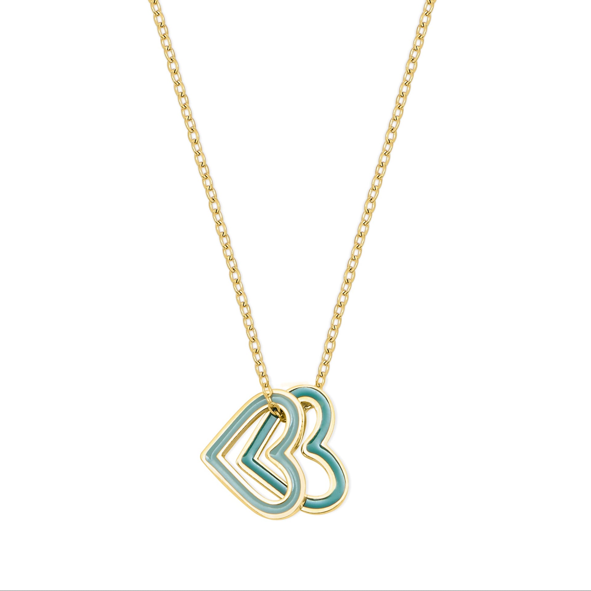 Gold Double Heart Charm Necklace - Coralandmint