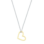 Mixed Metal Open Heart Necklace - Coralandmint