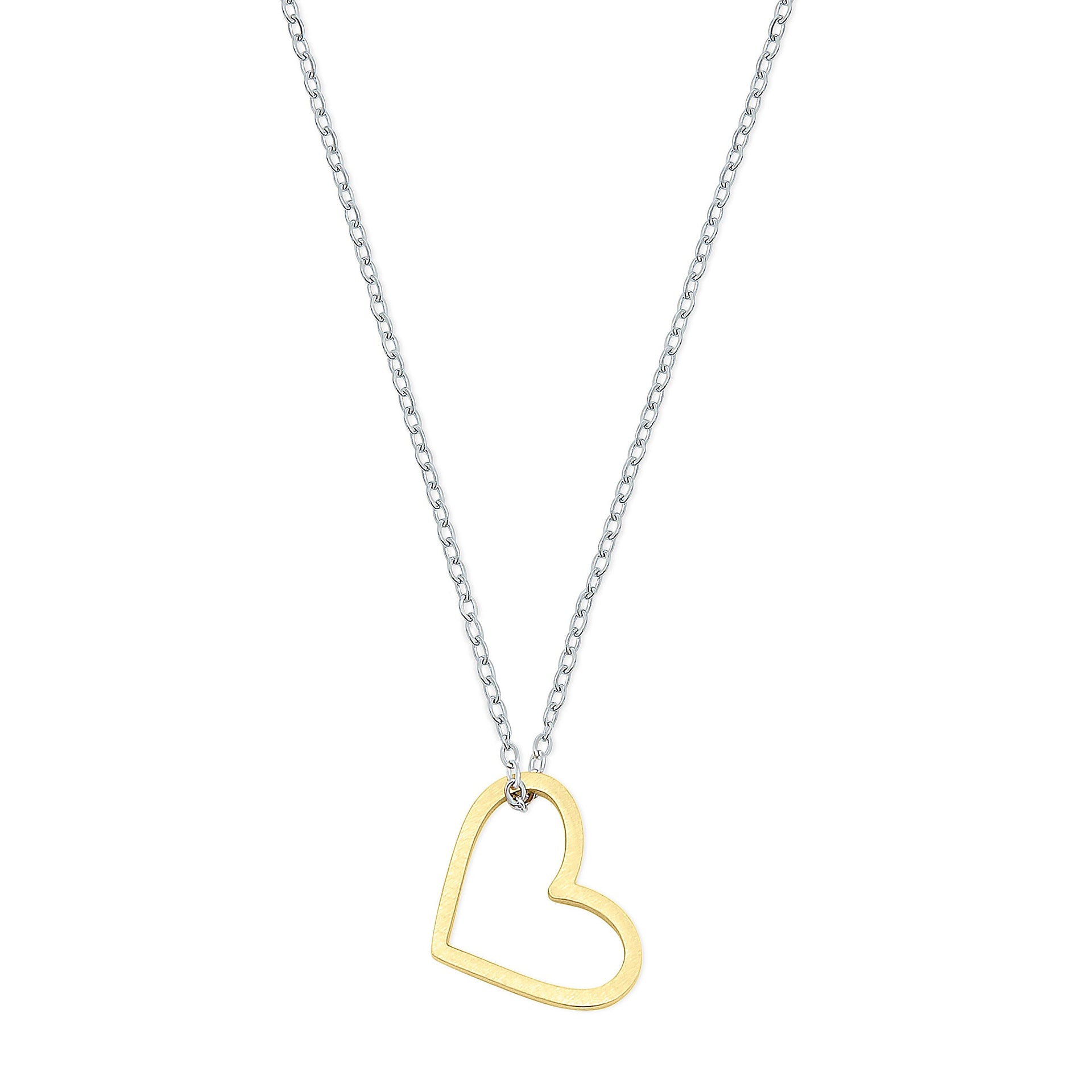 Mixed Metal Open Heart Necklace - Coralandmint