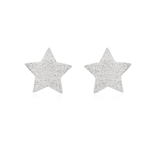 Sparkly Silver Star studs - Coralandmint