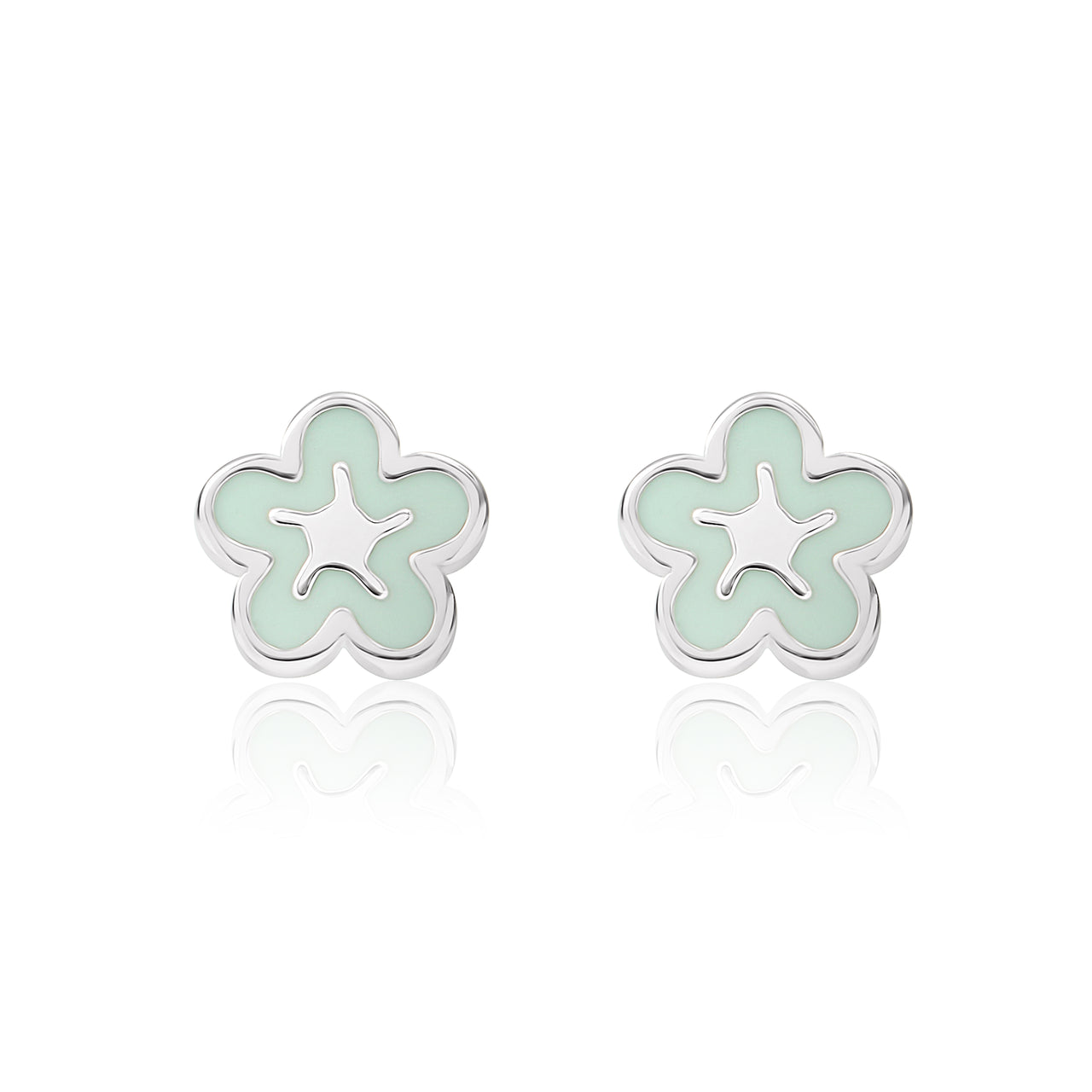 Bubble flower studs with mint enamel - Coralandmint