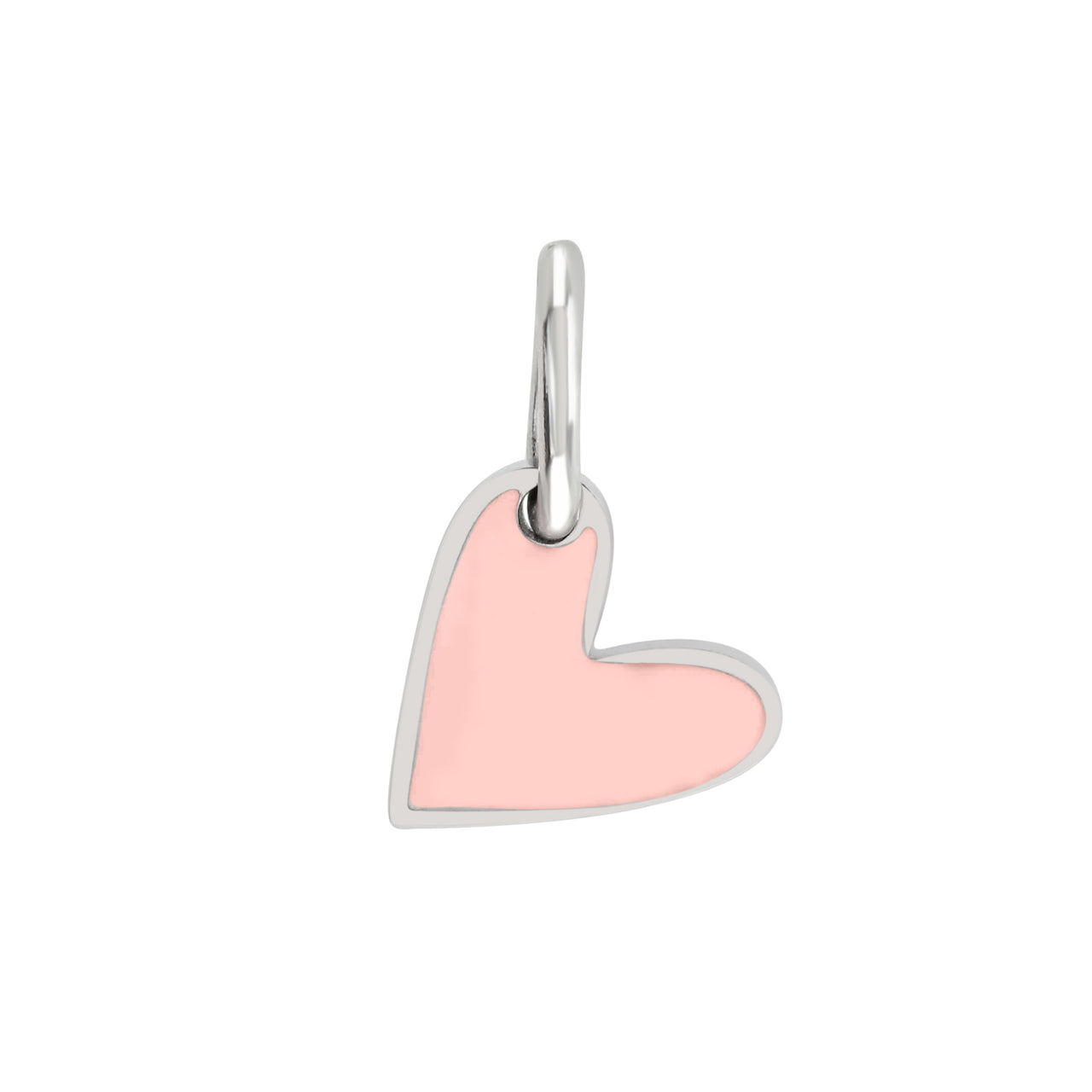 Silver heart charm with pink enamel