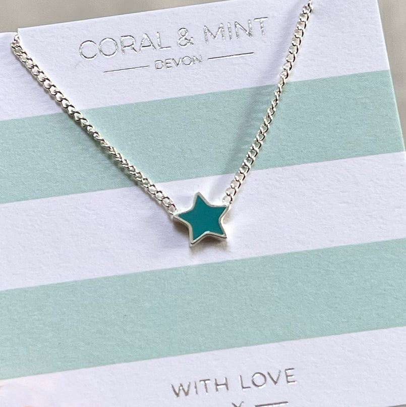 Star Necklace with Turquoise Enamel