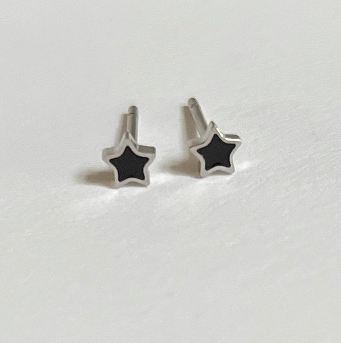 Mini Black Star Studs