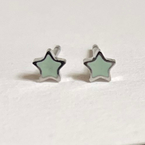 Mini Mint Star Studs