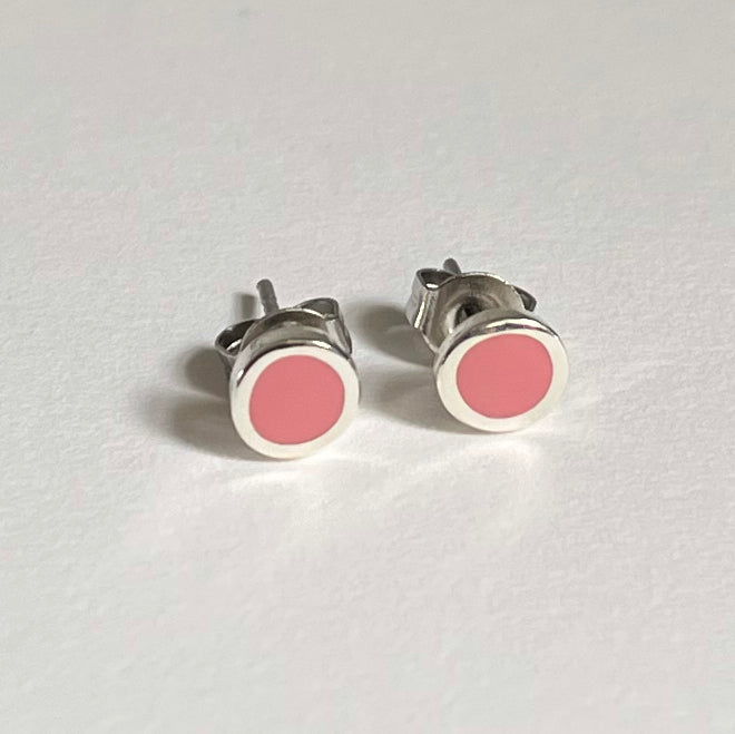 Neon Pastel Pink Enamel Studs