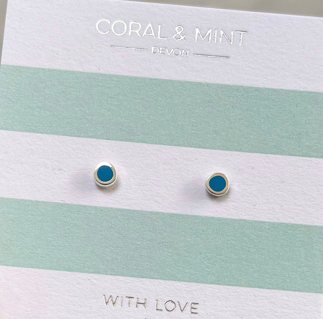 Mini Sea Blue Enamel Studs