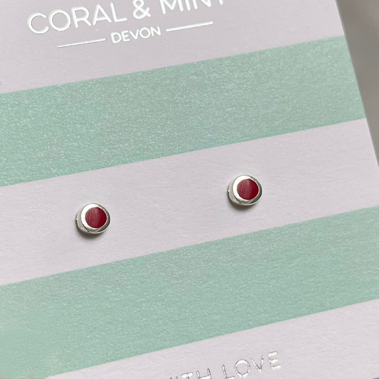 Mini Berry Red Enamel Studs