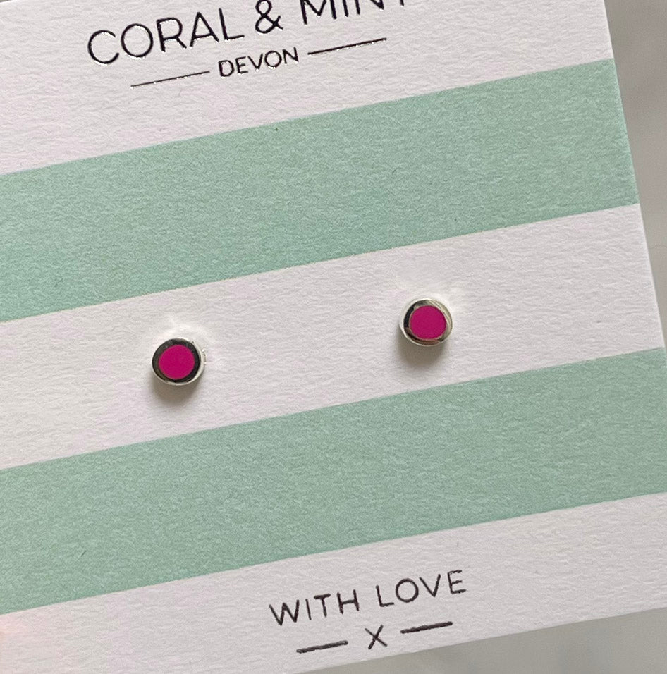 Mini Fuchsia Enamel Studs