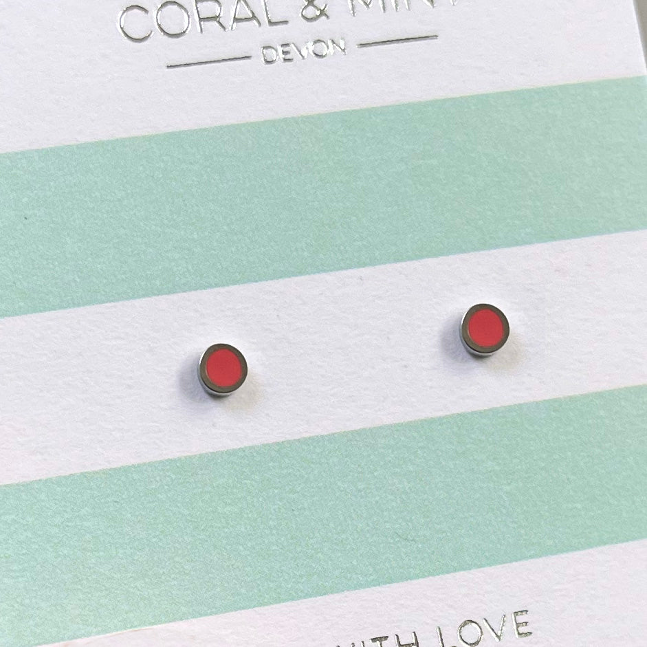 Mini Coral Enamel Studs