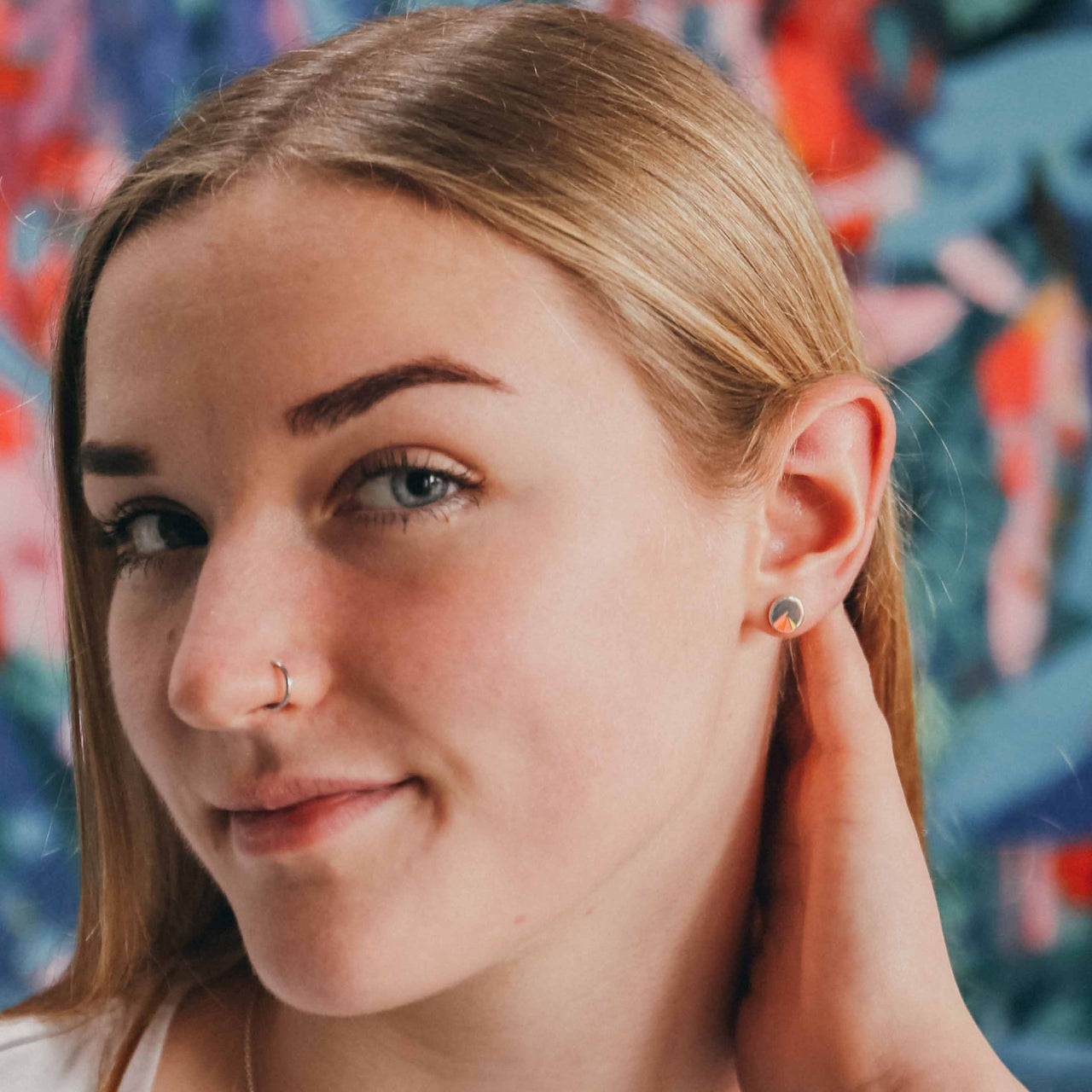 Art deco coral enamel earrings