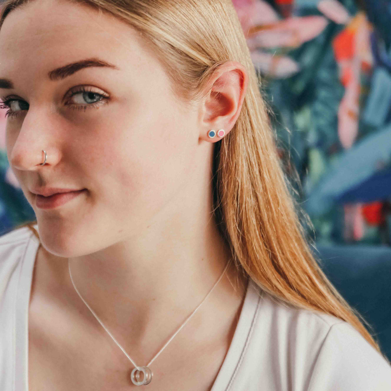 Neon Pink Enamel Studs