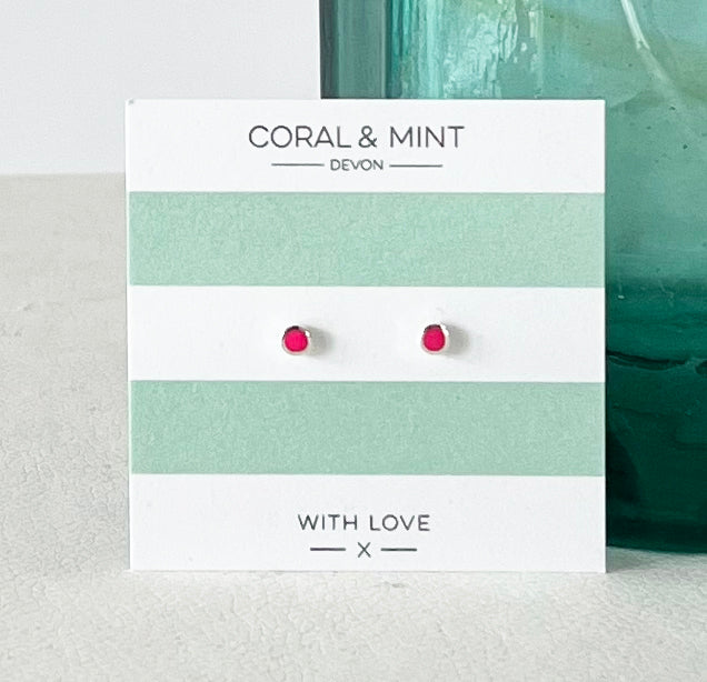 Mini Neon Pink Enamel Studs