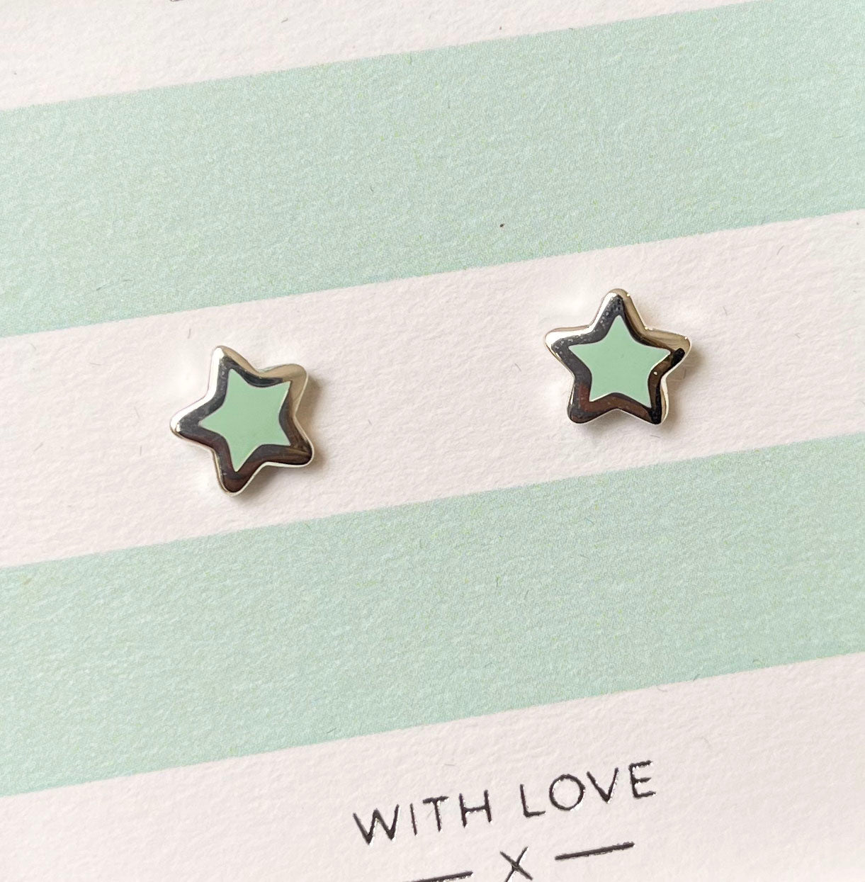 Mint Enamel Star Studs