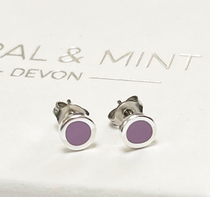 Mini Lilac Enamel Studs