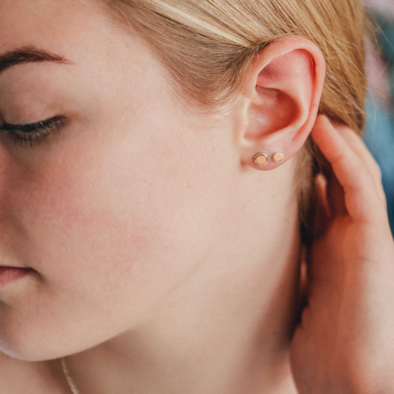 Light Coral Enamel Studs