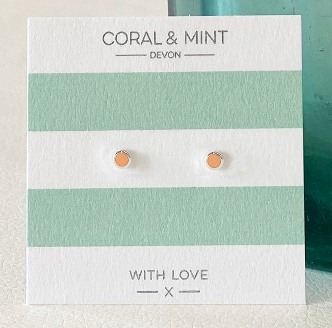Mini Light Coral Enamel Studs