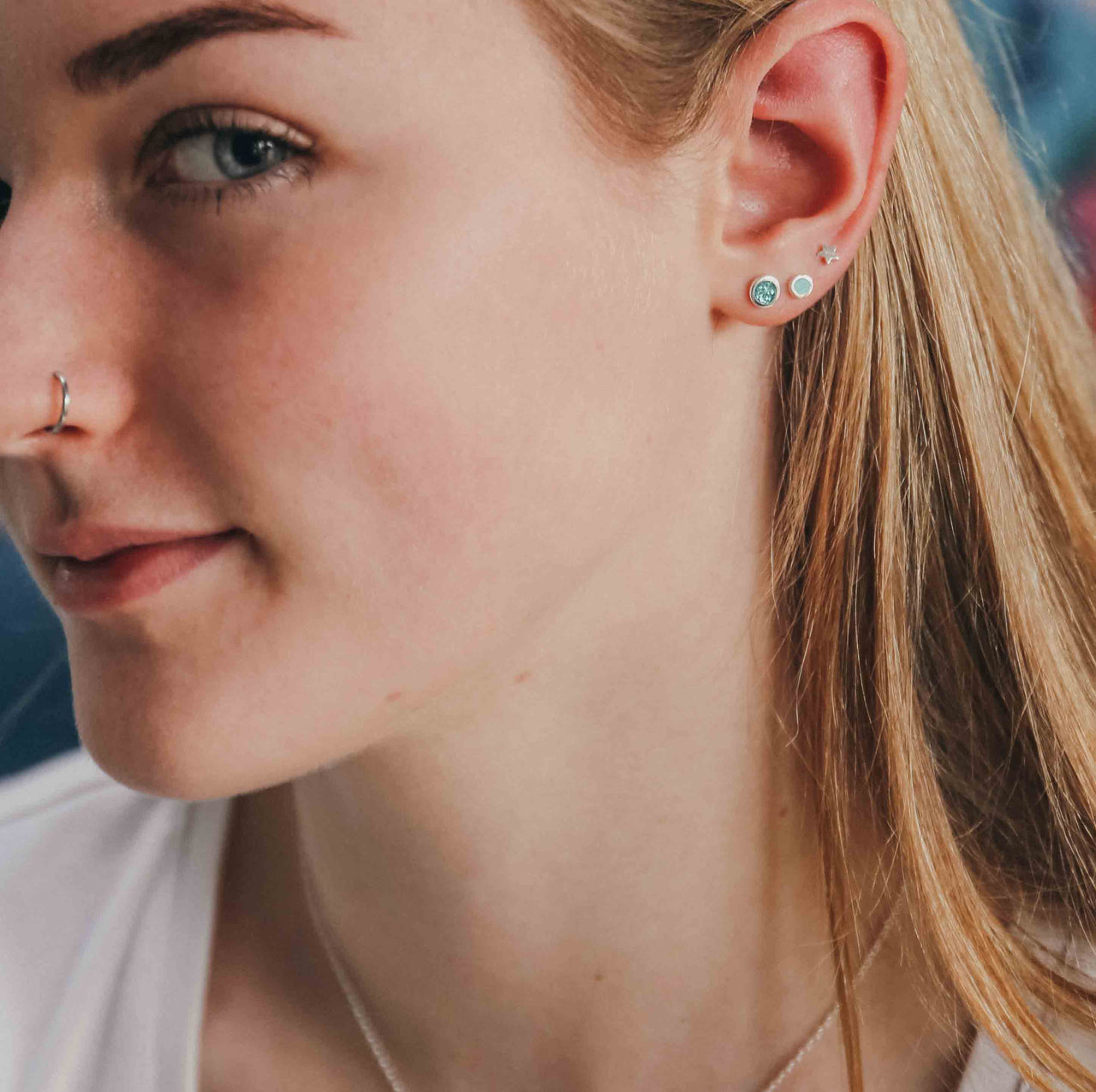 Mini Pastel Blue Enamel Studs